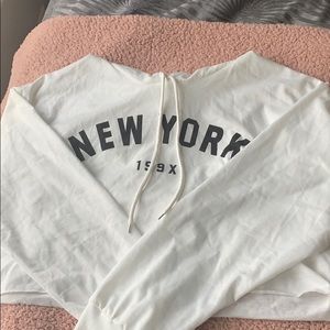 ROMWE white long sleeve crop top